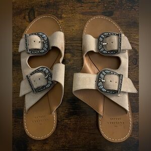 Sézane Beige Sandals with Embellished Buckles